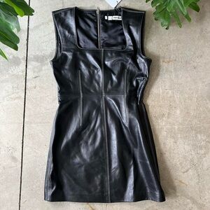 leather mini dress.